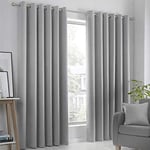 Fusion Strata Woven Eyelet Lined Curtains, Silver, 46 x 72 Inch, 100% Polyester, W117cm (46") x D183cm (72")