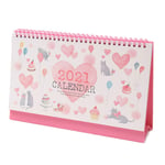 FLLXSMFC Calendrier 2021 26 x 16 cm vert et rose dessin animé 2021 Calendrier de bureau mignon Calendrier de table Planificateur