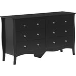 Beliani - Commode Noire avec 6 Tiroirs Spacieux Meuble de Rangement Pratique pour Chambre ou Salon au Style Vintage Traditionnel et Glamour