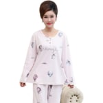 DFDLNL Round Neck Pajama Set Women Long Sleeve Hot Air Balloon Print Sleepwear Women's Pyjamas Sets Home Clothes Femme XL