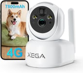 4G Camera Surveillance Interieure sans Fil Batteries avec Carte Sim, 2K IP Caméra pour Bébé/Animaux, 355°Camera Vision Nocturne, AI PIR Détection, Audio Bidirectionnel, IP65