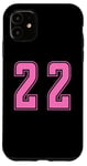 Coque pour iPhone 11 Rose Numéro 22 Équipe Junior Sports Uniforme Numéroté