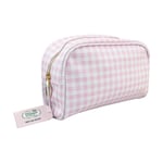 Make Up Bag Cosmetic Pouch Pink Gingham Check Travel Beauty Accessory Gift