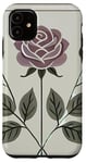 Coque pour iPhone 11 Rose florale botanique, style minimaliste, roses d'amour