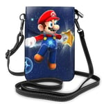 Mario Game Super Phone Purse Women's Crossbody Handbags Lightweight Bags Women Purse Leather Cellphone Holster Wallet Case Shoulder Bags Removable Shoulder Strap Fashion