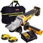 Dewalt DCG405FN 18V 125mm Brushless Angle Grinder 2 x 5.0Ah Battery Charger Bag