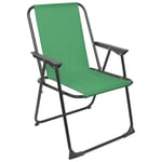 1x Matt Black/Green Folding Metal Beach Chair Portable Outdoor Camping Fishing