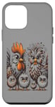 Coque pour iPhone 12 mini Art de poulet amusant coloré d'Eagerlys, Crazy Chicken Family