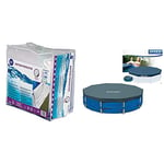 Gre MPR400 - Couverture de Protection pour Piscine Ronde de 350 cm, 360 cm ou 400 cm de diamètre, Couleur Blanche & Intex 28031 Bâche de Protection pour Tubulaire Ronde 3m66, Bleu, 366x366x25 cm