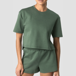 Revive Heavy Cropped T-Shirt Wmn, Dark Green