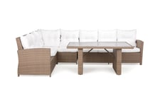 Loungegrupp James Sand/Glas - Bord Soffa Vänster Mittdel Loungeset & loungegrupp Vit,Brun,Beige Comfort Garden