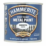 Hammerite SMOOTH FINISH White Direct To Rust Metal Paint 250ml Tin