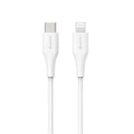 USB 2.0-kabel, C till Lightning, vit, 2 meter