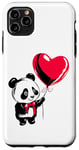 Coque pour iPhone 11 Pro Max Ours panda avec ballon coeur Ours panda doux pour Noël