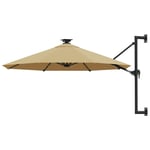 Parasol Mural Avec Mât Métallique Et Led 300 Cm Taupe Helloshop26 02_0008695