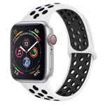 Bracelet Sport en Silicone Bicolor Remplacement pour Apple Watch Series 5 / 4 44mm - Blanc&Noir (Taille L)