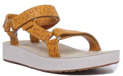 Teva Midform Univ Ankle Strap Leather Sandal In Yellow Size UK 3 - 8