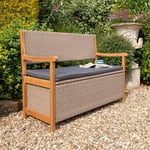 2 Seater Hardwood Timber Framed Rattan Weave Bench