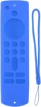 Coque De Télécommande,Coque En Silicone Pour Télécommande Fire Tv Stick,Étui De Protection Antidérapant En Silicone Avec Lanière 3Ème Génération(Bleu)