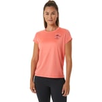 Asics Women's Fujitrail Logo Short Sleeve Top Papaya, L