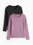 Tu Black & Plum Maximum Warmth Thermal Top 2 Pack M Multi Coloured female