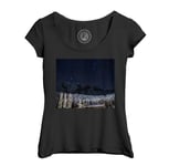 T-Shirt Femme Col Echancré Nuit Sous Les Etoiles Paysages De Glaces Hiver