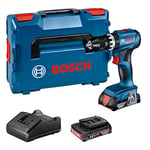 Bosch Professional 18V System Cordless Impact Drill Driver GSB 18V-45 (rotational Speed of 1,900 RPM, 2X 2.0Ah Batteries, GAL 18V-20, L-BOXX)