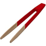 Pebbly Pince à toast en bambou. 24 cm colorée rouge aimantée pour attraper les toast au grille pain ou pour le service