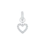 Amor Charm 925 en argent sterling pour dames, avec zirconium synth., 1,8 cm, blanc, cœur, Livré dans une boîte cadeau, 2038516