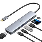 USB C Hub HDMI Adapter for MacBook Pro/Air, MOKiN 7 IN 1 USB C Dongle Mac Adapter with HDMI, USB C Data Port,100W PD,SD/TF and 2 USB 3.0 for Dell/Lenovo/Thinkpad