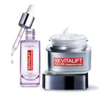 L'Oréal Paris - Coffret Routine 2 Produits Anti-Âge & Anti-Rides - Sérum Repulpant + Soin Jour Volumisant - Enrichi à l'Acide Hyaluronique - Pour Tous Types de Peaux - Revitalift Filler