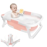 Baignoire Pliable BéBé Baignoire Bebe, Bassin de Douche Portable Antidérapant Baignoire Compacte pour BéBé Nouveau-né Enfants, Rose