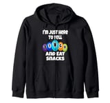 I'm Just Here To Yell Bingo And Eat Snacks Funny Game Night Zip Hoodie