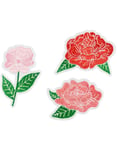 3 stk. Røde og Rosa Blomster Patches