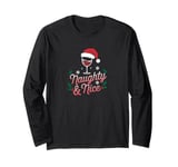 Naughty & Nice Christmas Funny Santa Xmas Wine Lovers Long Sleeve T-Shirt