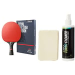 Stiga Royal 5-Star Table Tennis Pro Carbon Ping Pong Bat, Black/Red & BRIBAR Turbo Table Tennis Bat Cleaning Set