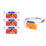 Sistema KLIP IT PLUS Food Storage Containers | 3.35 L | Blue Clips | 3 Count & KLIP IT Food Storage Container | 5 L | Airtight & Stackable Food Container with Clip-Close Lid | Clear with Blue Clips