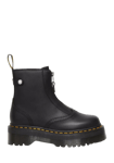 Jetta Zipped Leather Platform Boots - Black Sendal