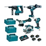 Makita - DHP486+DTD154+DHR243+DHS680+DGA506 +BL1850X4+DC18RD