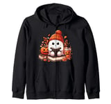 Cute Ghost Reading Book Lovers Ghost Coffee Halloween Zip Hoodie