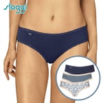 Sloggi 24/7 Weekend Cotton Hipster Briefs 3 Pack Blue Rose Multi Womens