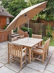 Glamhaus Tilting Khaki Sand Garden Table Parasol Umbrella 2.7M