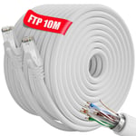 Cable Ethernet 10m Blindé, RJ45 Câble 10m Exterieur Intérieur, Câble Réseau 10m Haut Debi Fiber Bobine | AWG23, FTP PIMF CCA, Anti-Interférence, Lgnifuge, Exterieur Etanche, Gigabit CAT 6 (10.[G2265]