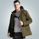 HANGON Hiver Couples USB Chauffant Veste Hommes Femmes Plus La Taille Down Coton Manteau de Randonnée Garder au Chaud Imperméable Veste Hommes Veste de Pluie XXL Homme Vert armée