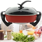 5L Electric Skillet Pan Non Stick Multi Cooker Skillet Frying Fry Pot With Lid