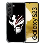 Cokitec Coque Renforcée en Verre Trempé pour Samsung Galaxy S23 Manga Bleach Masque