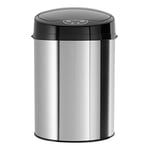 ECHTWERK Poubelle de Bureau/Salle de Bain/cosmétique, Poubelle avec capteur, Poubelle électrique, capteur de Mouvement Infrarouge, touchless, Corps en INOX, Couvercle Noir, capacité 9 litres, INOX