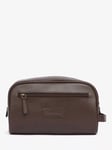 Barbour Leather Wash Bag, Dark Brown