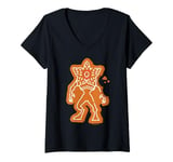 Womens Stranger Things Christmas Gingerbread Demogorgon V-Neck T-Shirt