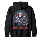 Merry Christmas Horror Fan Slasher 80s-Themed Zip Hoodie